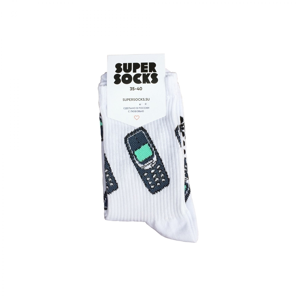 Носки SUPER SOCKS Мобильный 3310 Паттерн (Размер носков 40-45, ЦВЕТ Белый )  купить в Бордшоп#1